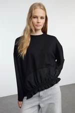 Trendyol Black Soft Touch Parachute Detailed Regular/Normal Fit Knitted Sweatshirt