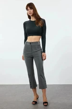 Trendyol Gray Capri Buttoned Woven Trousers