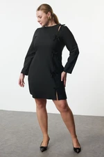 Trendyol Curve Black Women's Ribbon Woven Mini Plus Size Dress