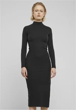 Women's ribbed turtleneck dress black