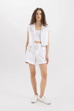 DEFACTO Paperbag High Waist Wide Leg Poplin Shorts