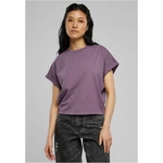 Women's Short Pigment Dye Cut On Sleeves T-Shirt Grey Purple