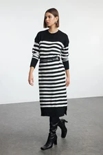 Trendyol Black Striped Maxi Knit Soft Texture Dress