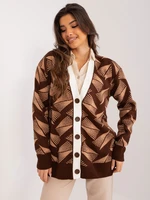 Brown and camel sweater with buttons