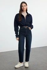 Trendyol Dark Blue More Sustainable High Waist Slim Mom Jeans