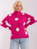 Plus-size fuchsia sweater with polka dots