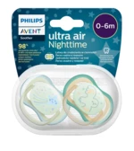 PHILIPS AVENT Šidítko Ultra air noční 0-6m chlapec 2 ks