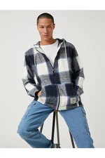 Koton Plaid Patterned Sweatshirt Hooded Pocket Detailed Zipper