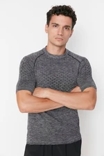 Trendyol Anthracite Slim Crew Neck bezešvé sportovní tričko