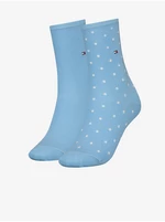 Tommy Hilfiger Underwear Súprava dvoch párov dámskych ponožiek v modrej farbe Tommy Hilfiger