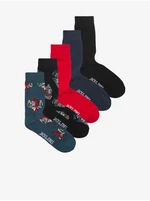 Set of five pairs of men's socks in black, red and blue by Jack & Jones Suboo