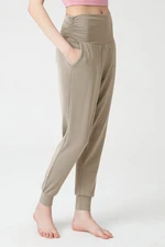 LOS OJOS Khaki Baggy-Look Harem Pants With An Elastic Waist