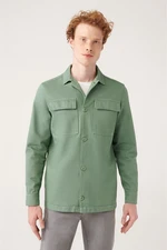 Avva Men's Green Cap and Pocket Single-coloured Comfort Fit Comfortable Cut Coat