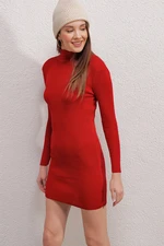 Bigdart 15797 Turtleneck Knitwear Dress - Red