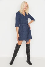 Trendyol Blue Belted Jacket Woven Dress