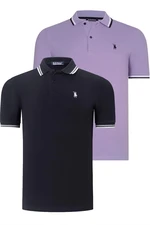 DUAL SET T8594 DEWBERRY MENS T-SHIRT-BLACK-LILAC