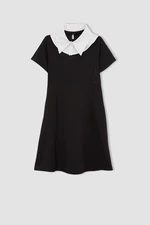 DEFACTO Girl's Fitted Shirt Collar Short Sleeve Dress