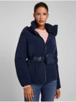 Dark Blue Women's Light Hooded Jacket with Belt with Pocket Guess - Women