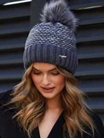 Dark gray winter cap with edging