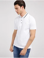 White Mens Polo T-Shirt Guess Lyle - Men