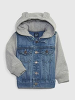 Grey-blue children's denim jacket with hood GAP