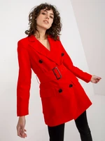 Lady's double-breasted jacket with belt - red