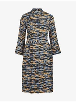 Orange-blue lady patterned shirt dress VILA Cikki - Women