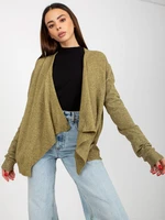 Khaki short asymmetrical cardigan without fastening