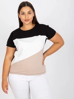 Black-beige T-shirt larger size with short sleeves