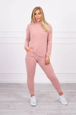 Two-piece alpaca sweater set dark powder pink