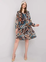 Blue-brown dress with ruffle from Spoleto