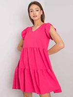 RUE PARIS Pink dress with ruffles