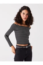 LC Waikiki Women's Boat Neck Striped Long Sleeve T-Shirt