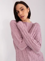 Light Purple Women's Cable Knitted Sweater