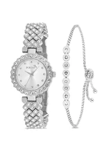 Polo Air Luxury Stone Stylish Women's Wristwatch Zircon Stone Waterway Bracelet Combination Silver Color