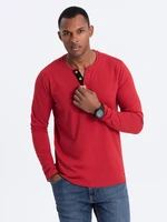 Ombre Men's HENLEY neckline longsleeve - red