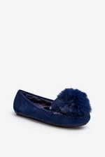 Women's loafers with fur Blue Novas