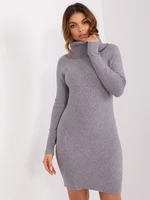 Gray fitted turtleneck dress