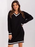 Black knitted dress with neckline