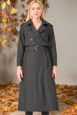 Z6674 DEWBERRY WOMEN'S TRENCH COAT-STRAIGHT BLACK