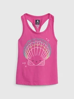 Pink organic girl's tank top with GAP print