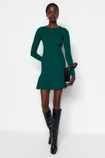 Trendyol Emerald Green Mini Knitwear Crewneck Dress