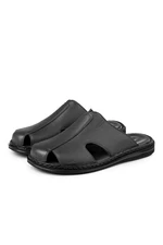 Ducavelli Stan Men's Genuine Leather Slippers, Genuine Leather Slippers, Orthopedic Sole Slippers, Lightweight Leather Sweat.