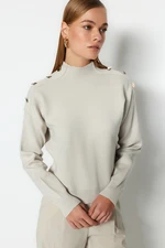 Trendyol Stone Button Detailed Knitwear Sweater