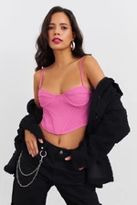 Cool & Sexy Women's Pink Underwire Crop Blouse