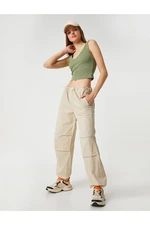 Koton Parachute Pants with Pocket Details, Elastic Waist and Legs.