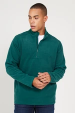 AC&Co / Altınyıldız Classics Men's Green Anti-pilling Non-Pilling Standard Fit Stand-up Collar Cold-Proof Fleece Sweatshirt