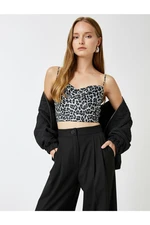 Koton Leopard Patterned Thin Hanger Crop Singlet