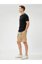 Koton Printed Shorts Tie Waist Pocket Detailed