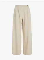 Béžové dámské široké kalhoty s příměsí lnu Tommy Hilfiger